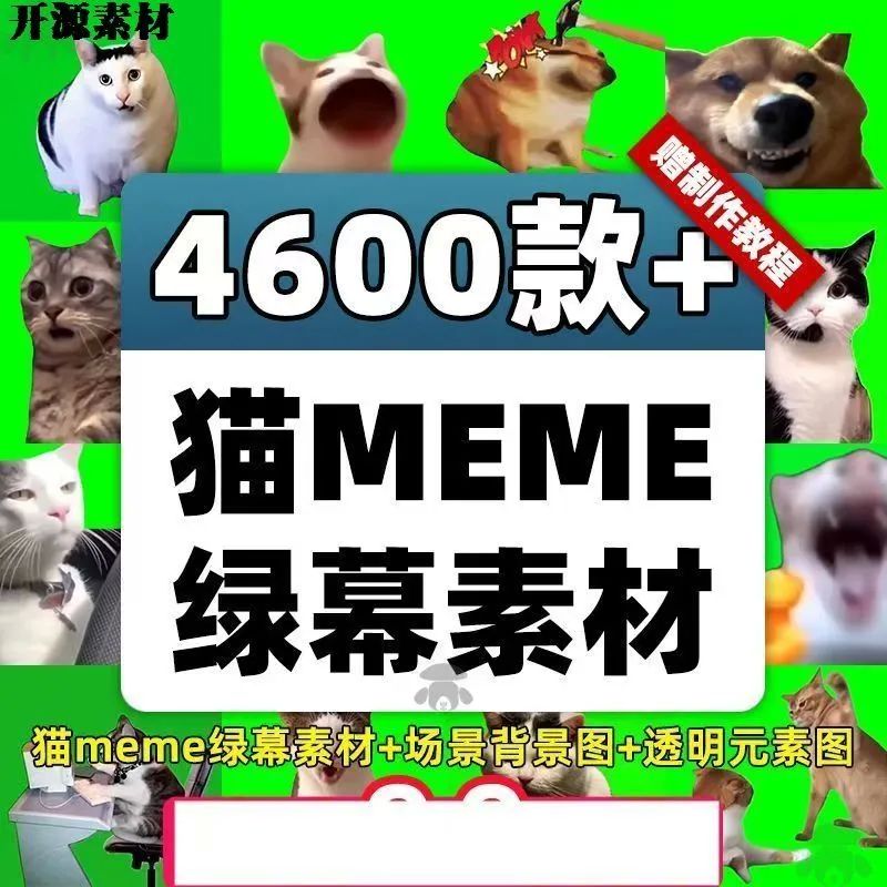 猫meme绿幕素材猫咪跳舞抖音B站喵么么短视频制作剪辑场景背景图